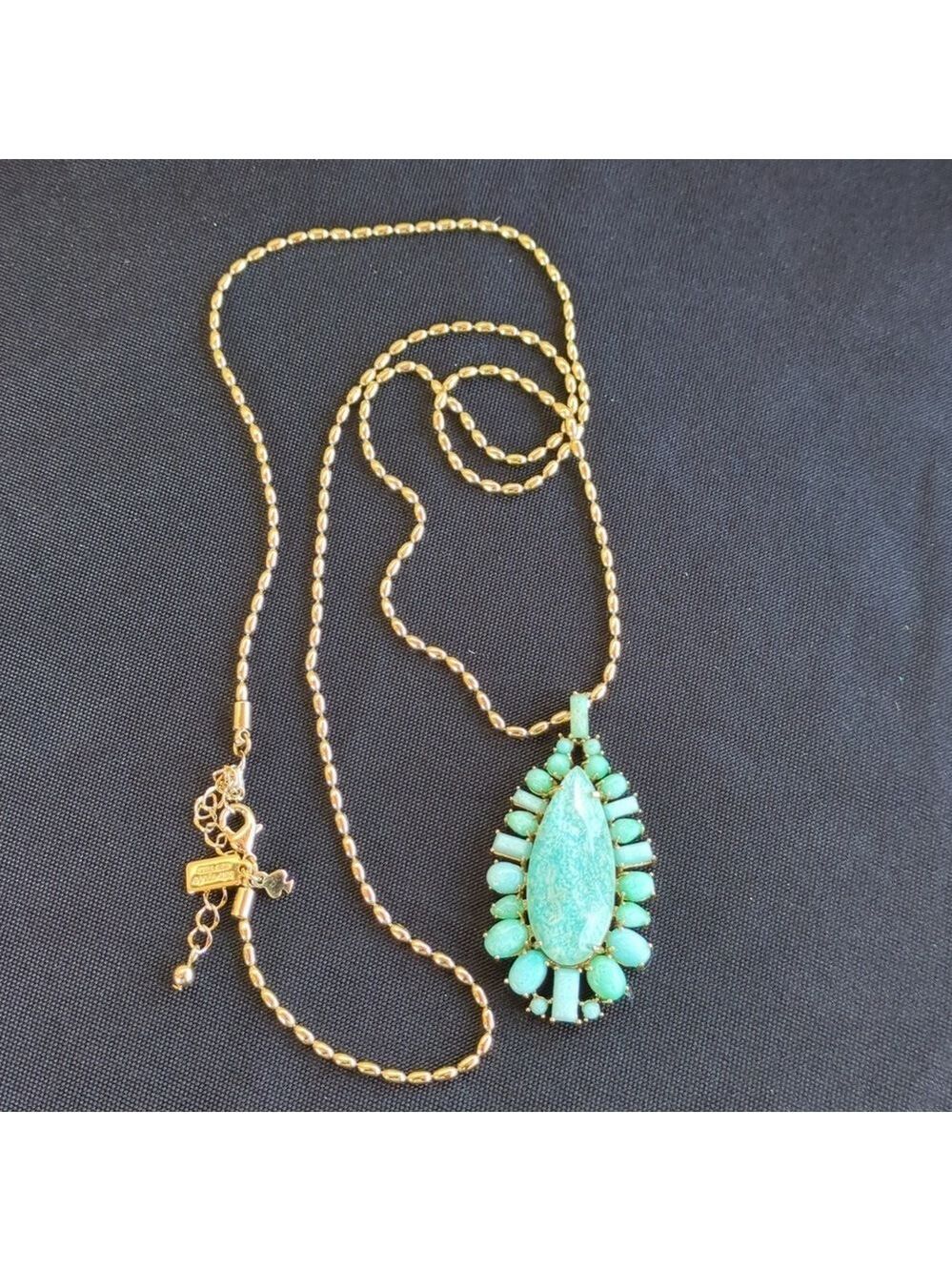 Kate Spade Turquoise Pendant Necklace Gold Tone - Picture 6 of 13